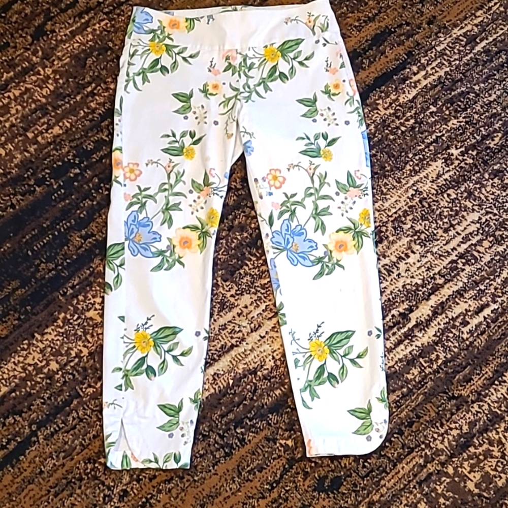 Zac and Rachel white floral tapered pants size 12